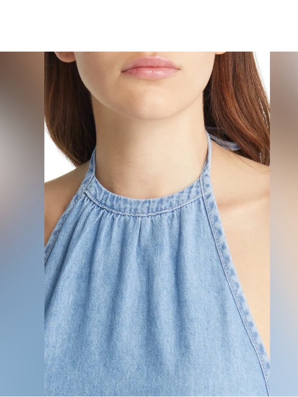 Rag & Bone Zoe halter chambray denim midi dress size XS - Picture 4 of 10